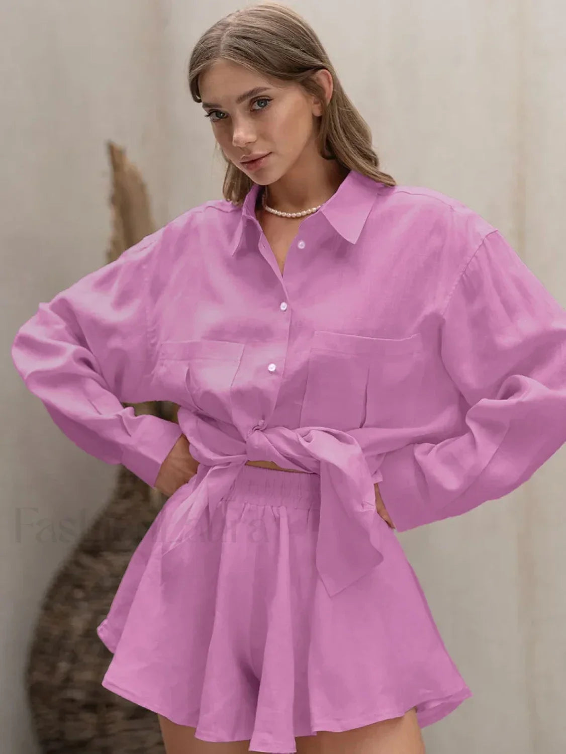 Winter Long Sleeve Shorts Two Piece Set