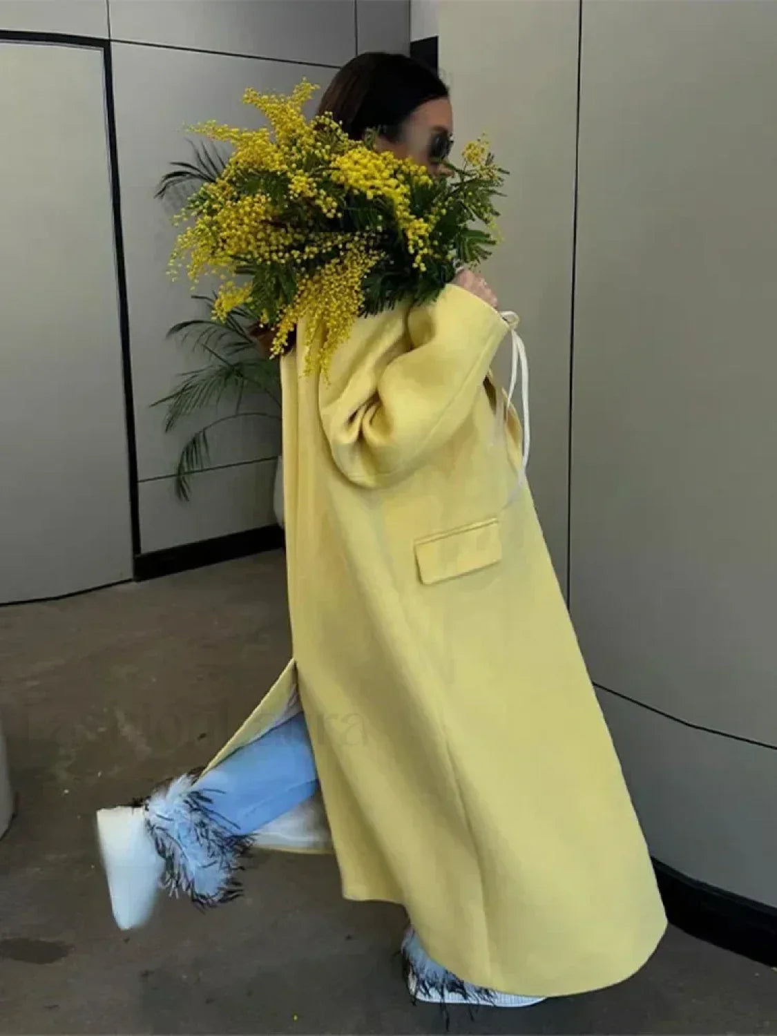 Women Fashion Solid Woolen Warm Overcoats