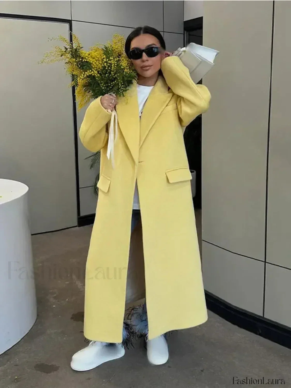 Women Fashion Solid Woolen Warm Overcoats