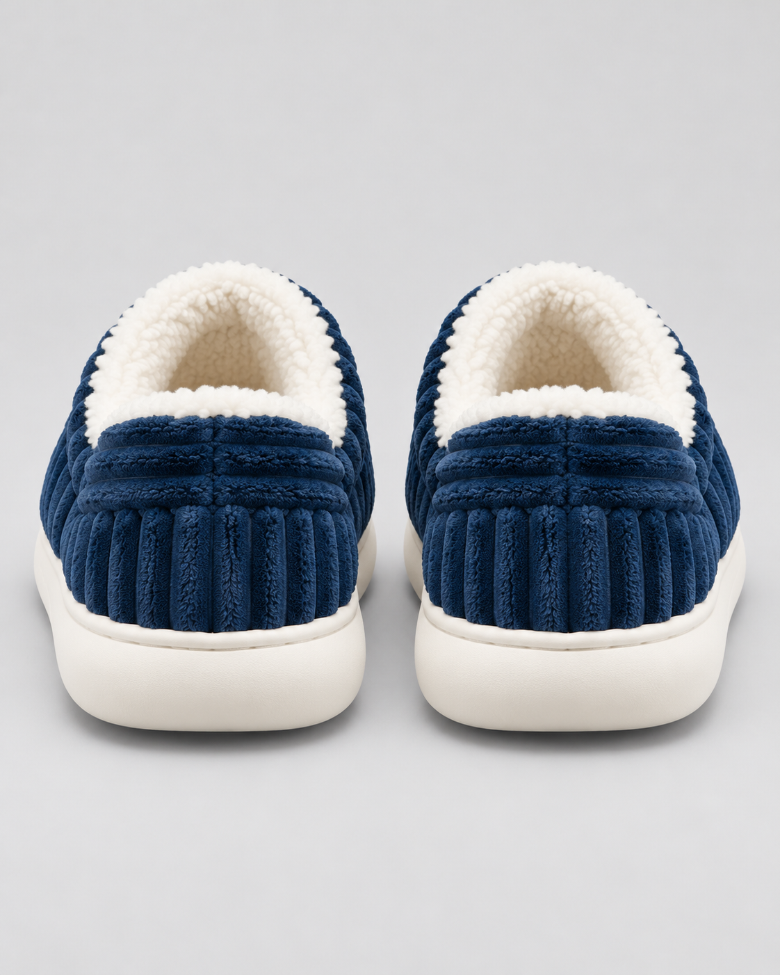 Women's Fleece-Lined Ribbed Slippers - Closed Toe Thick Sole