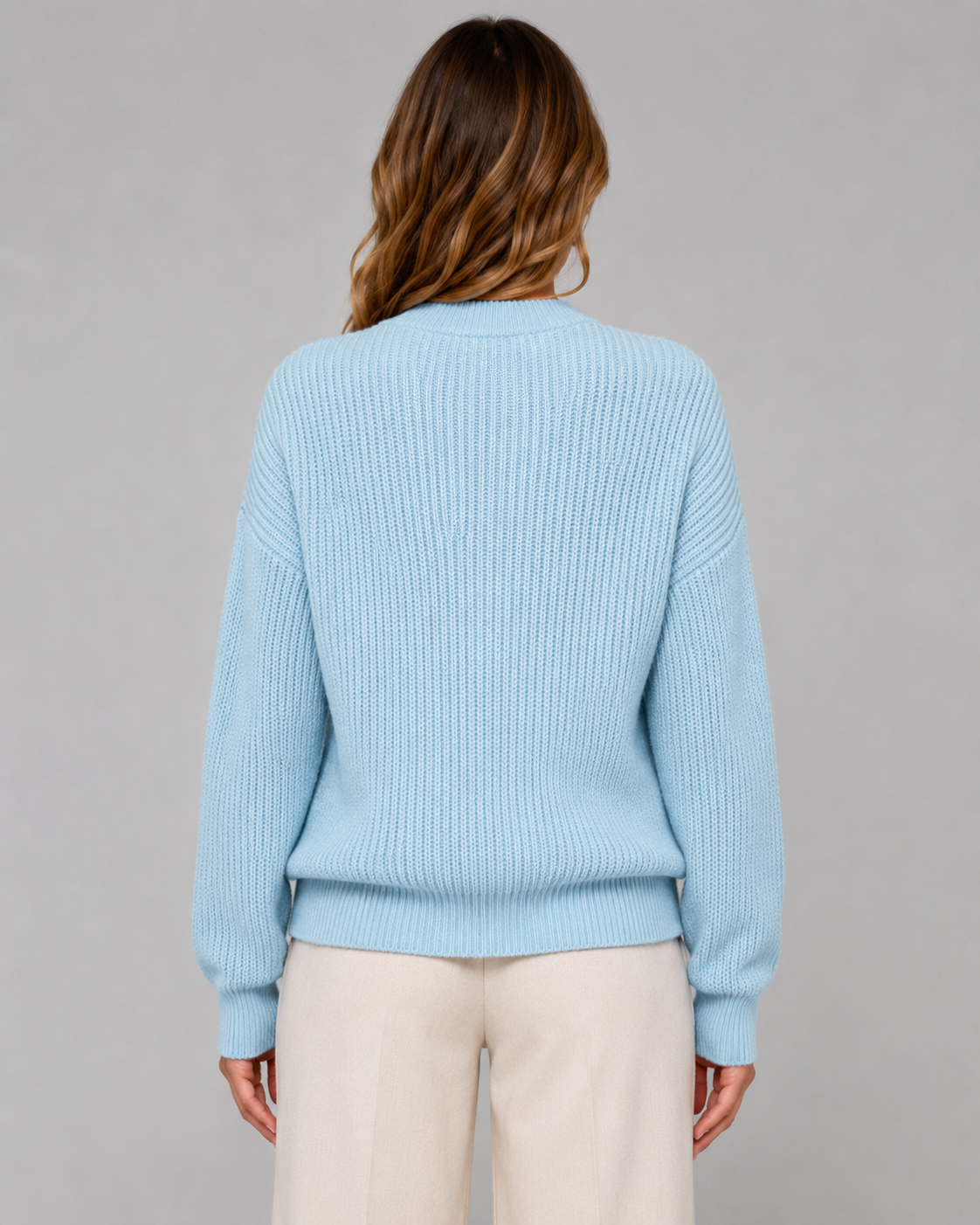 Women's Ribbed Henley Sweater with Button Placket