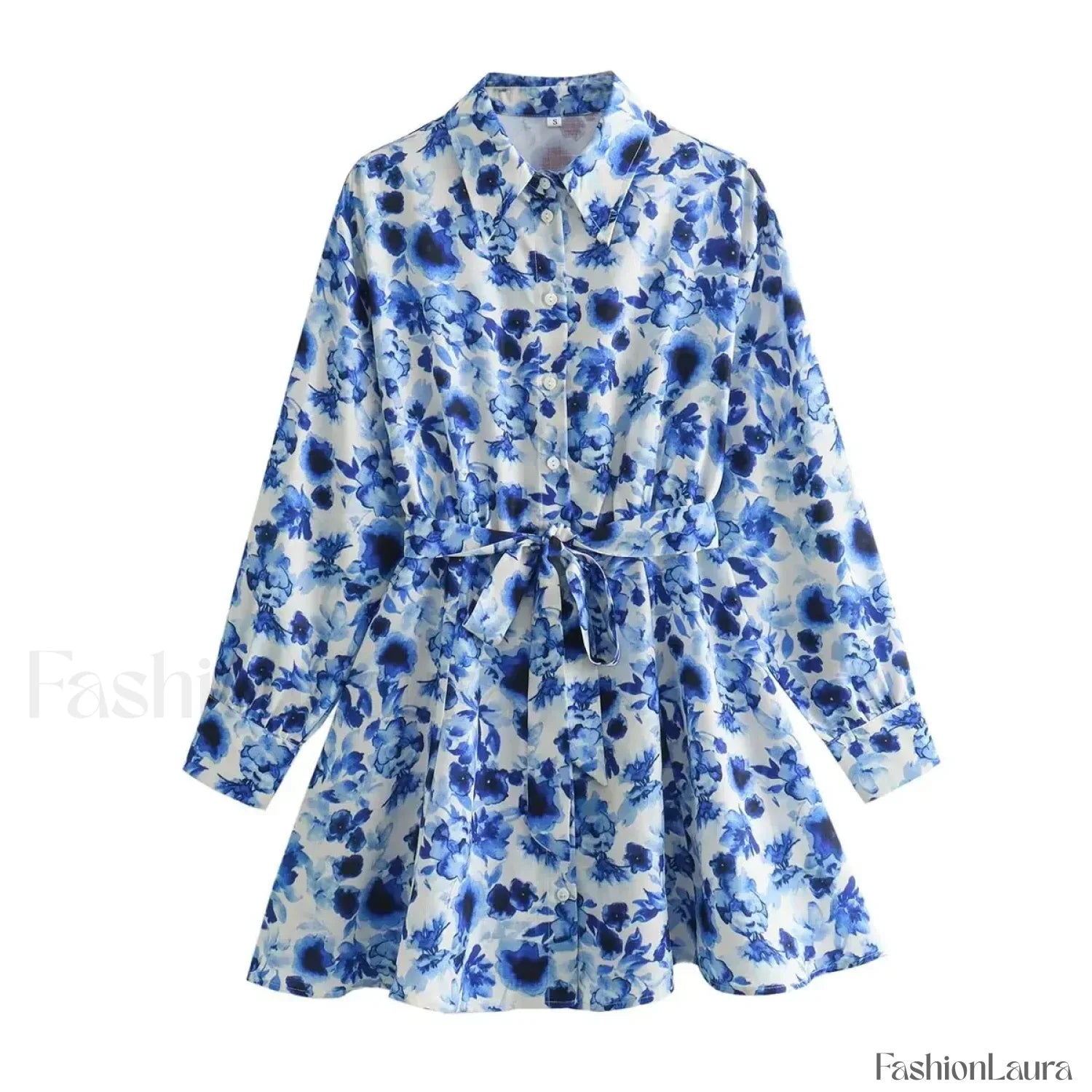 Women's 2024 Summer New Leisure Vacation Style Waist Lace up Shirt Short Skirt Mini Dress