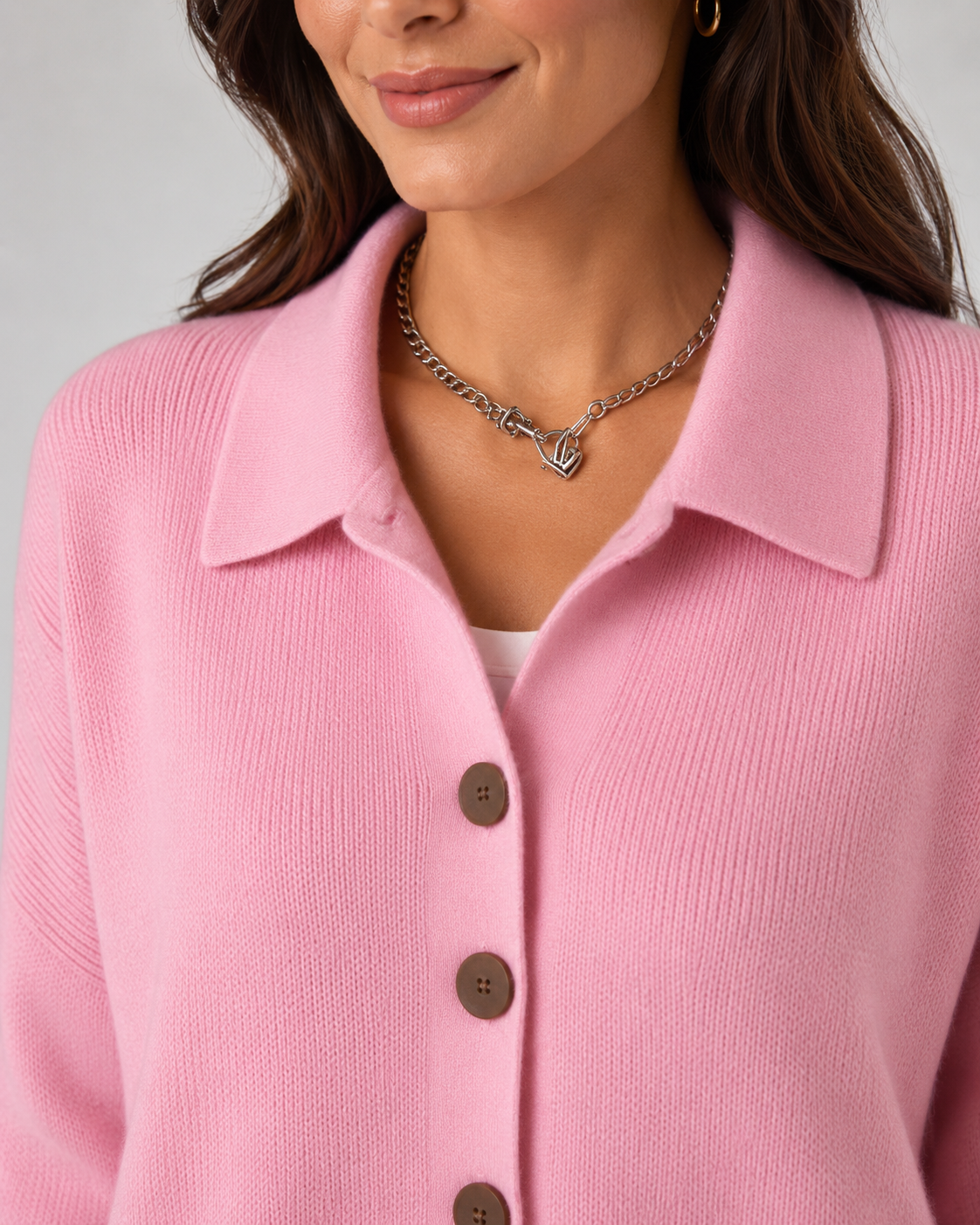 Women's Button-Up Knit Cardigan with Collar
