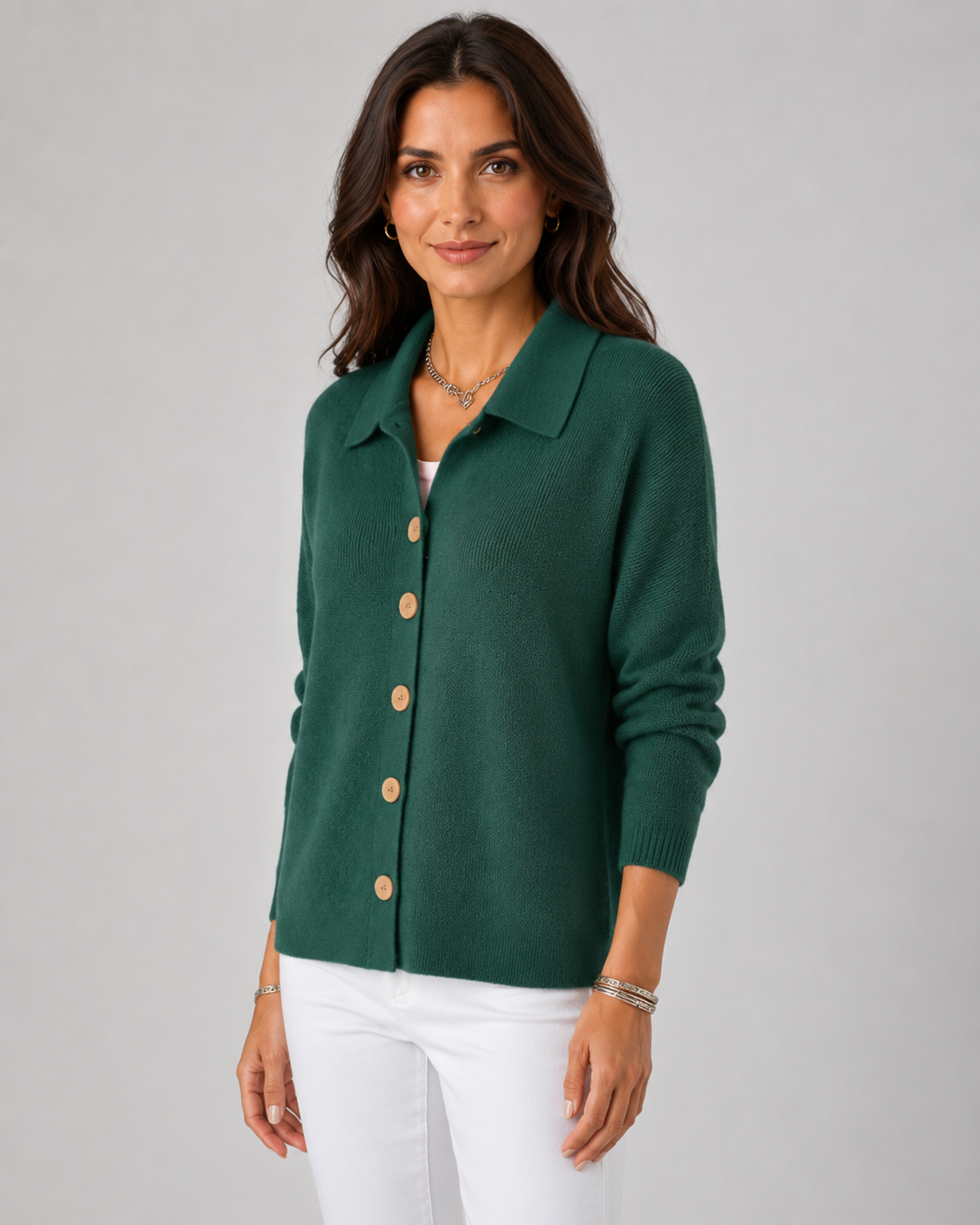 Women's Button-Up Knit Cardigan with Collar