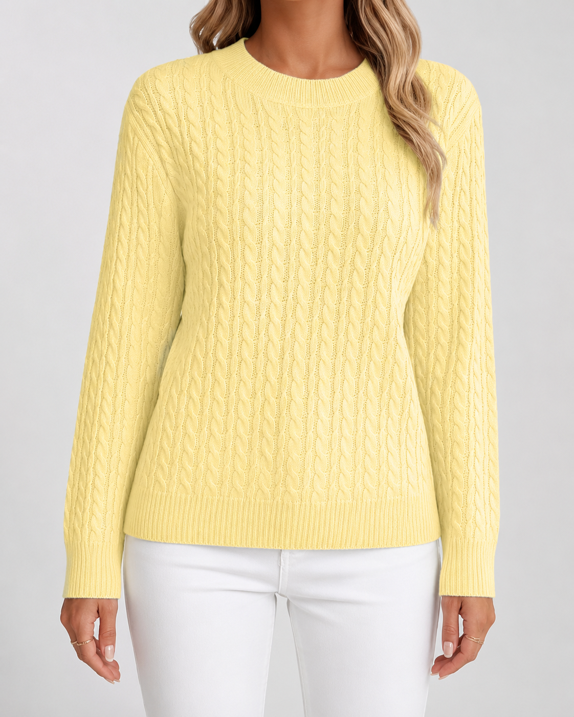 Women's Cable Knit Crew Neck Sweater