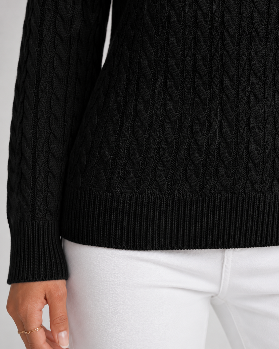 Women's Cable Knit Crew Neck Sweater