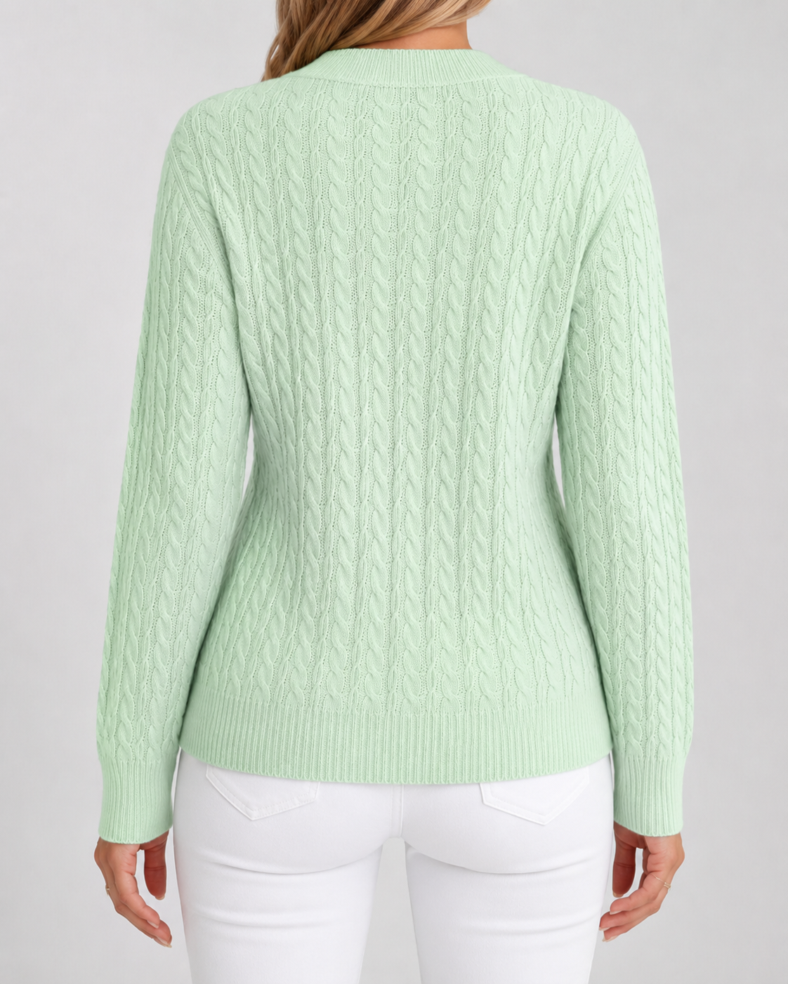 Women's Cable Knit Crew Neck Sweater