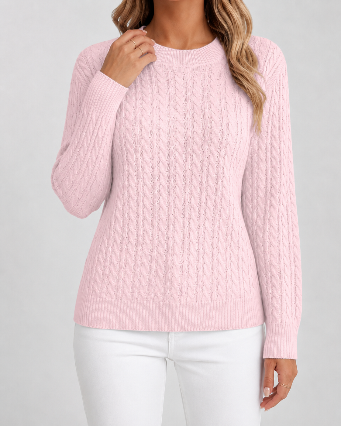 Women's Cable Knit Crew Neck Sweater