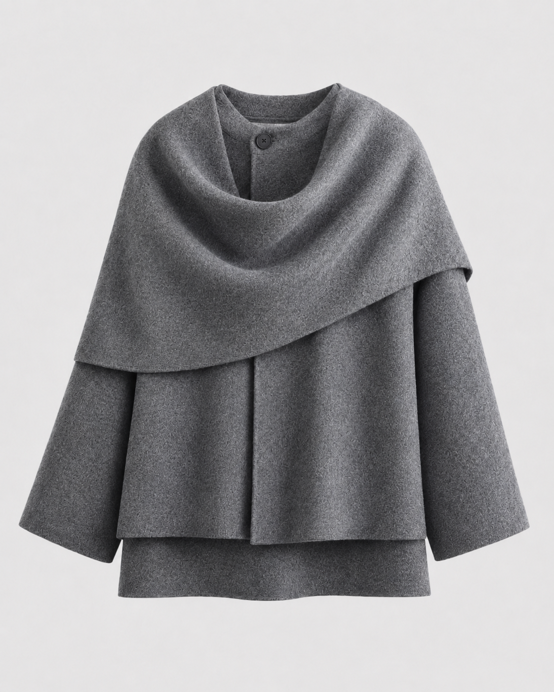 Draped Shawl Collar Boxy Cape Coat