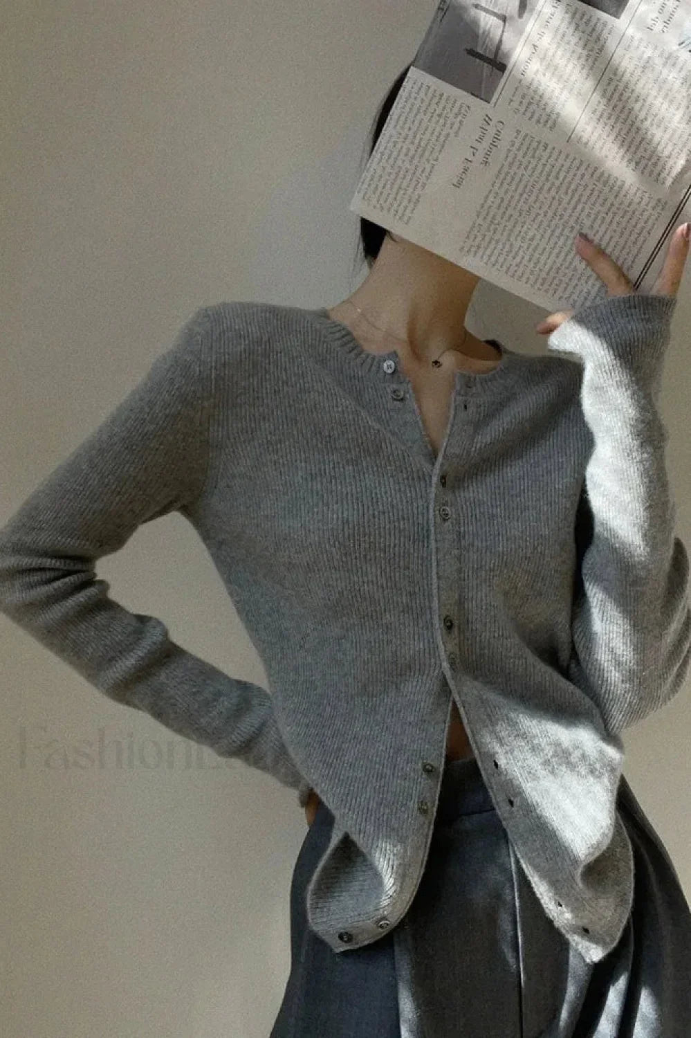 Women's Casual Solid Round Neck Cardigan