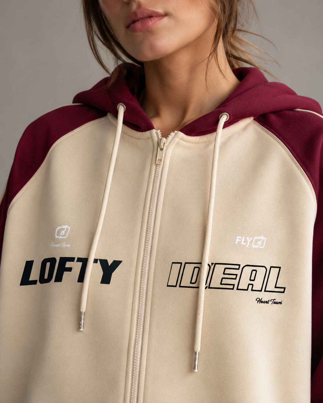 Color Block Striped Sleeve Oversized Zip Up Hoodie