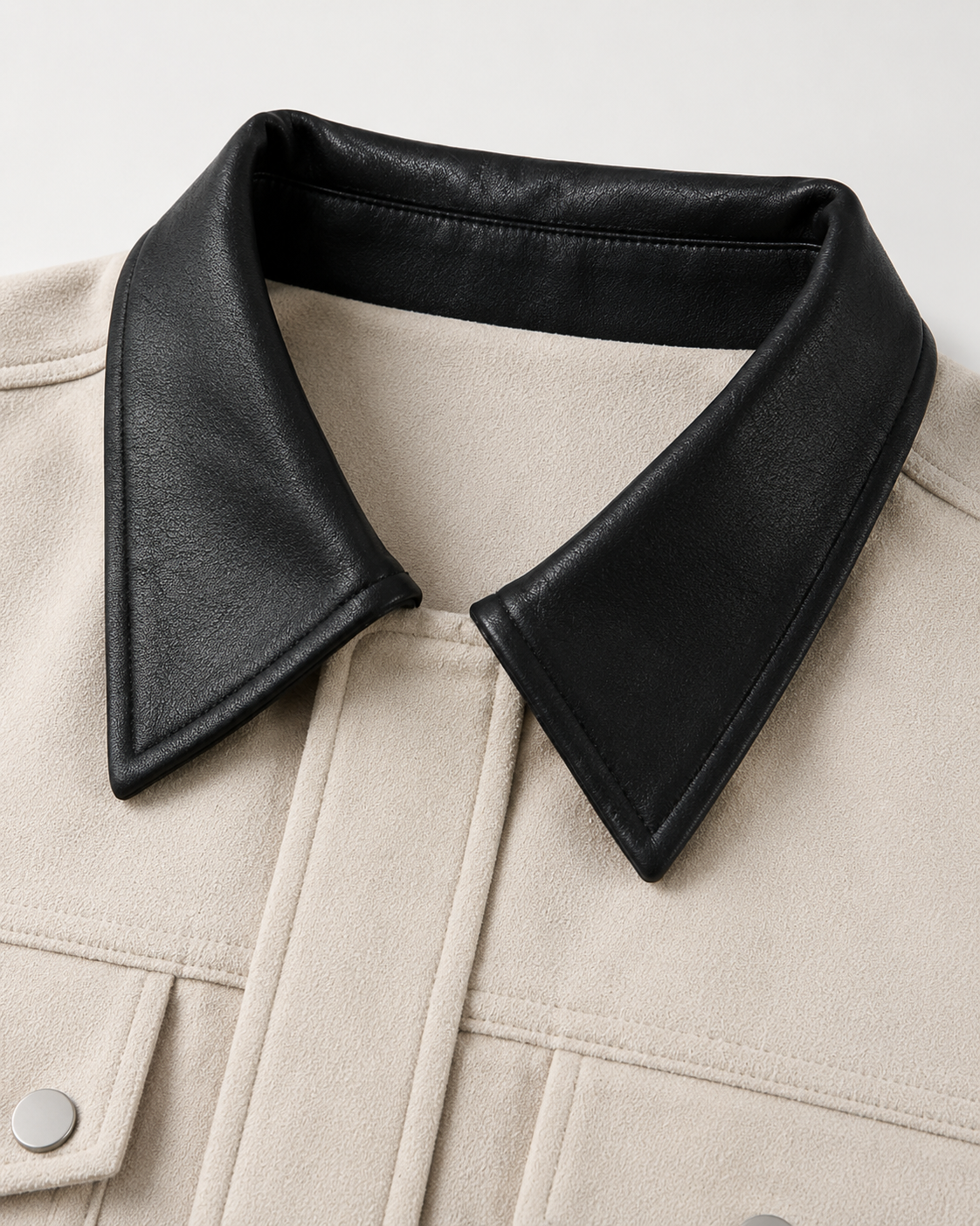 Women's Cropped Suede Barn Jacket Contrast Collar