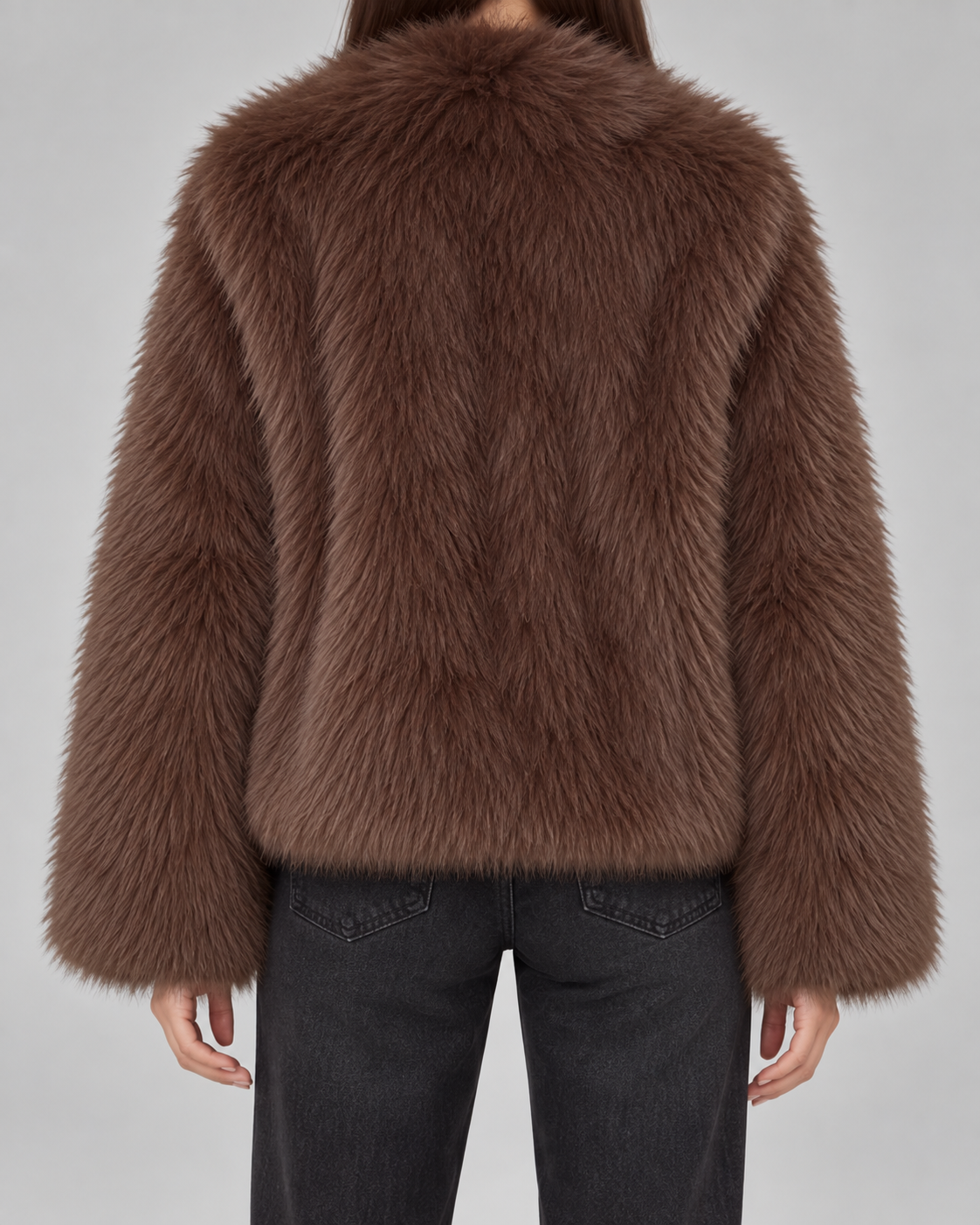 Faux Fur Shawl Collar Cropped Jacket