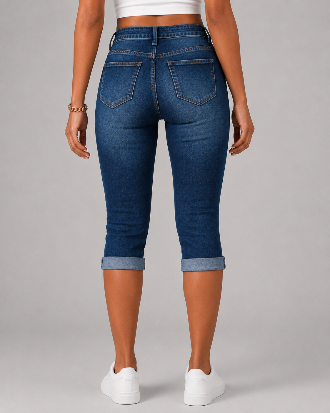 Women's High-Waist Cropped Denim Capris