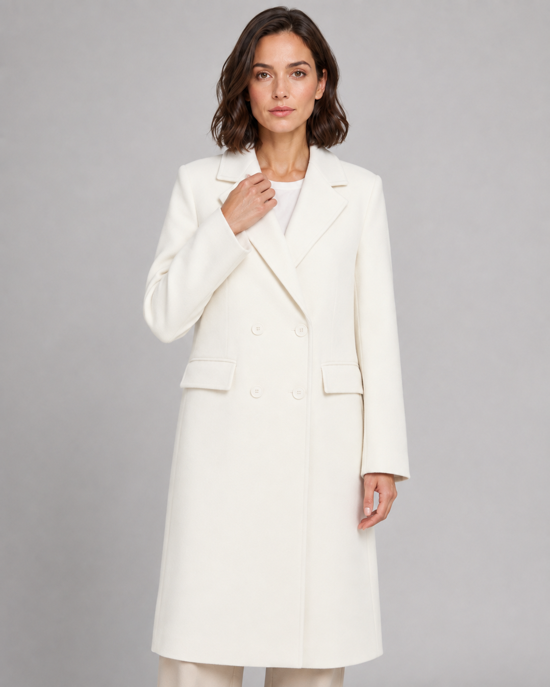 Double Breasted Notch Lapel Longline Tailored Coat