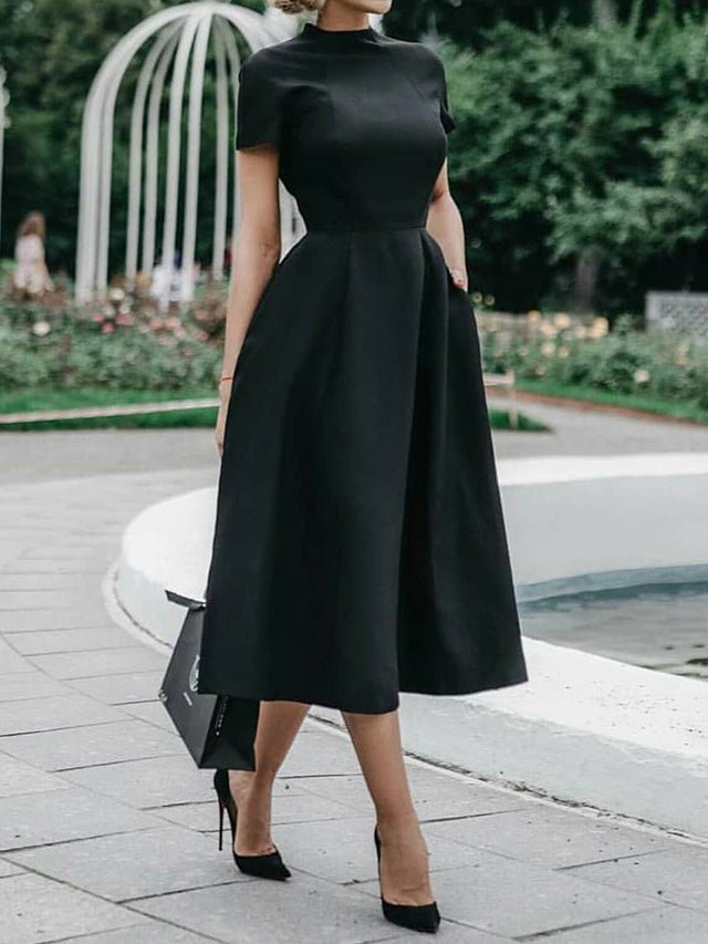 Round Neck Short Sleeve Slim Dress
