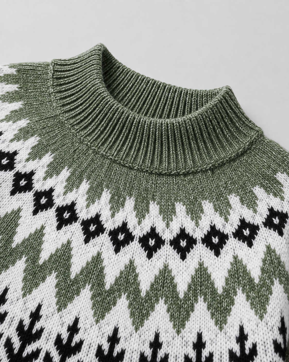 Fair Isle Mock Neck Long Sleeve Knit Sweater