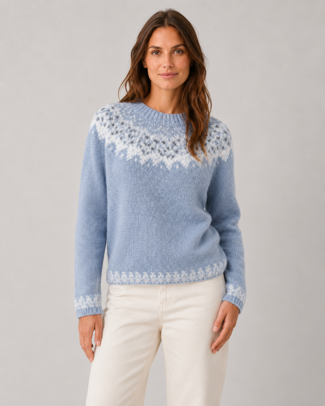 Fair Isle Crew Neck Knit Sweater