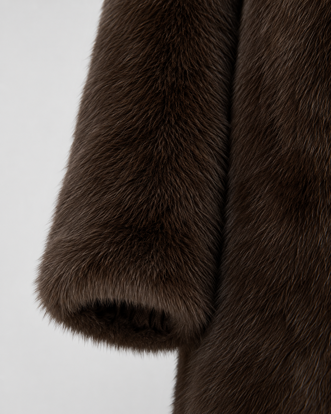 Women's Faux Fur Longline Coat with Wide Collar