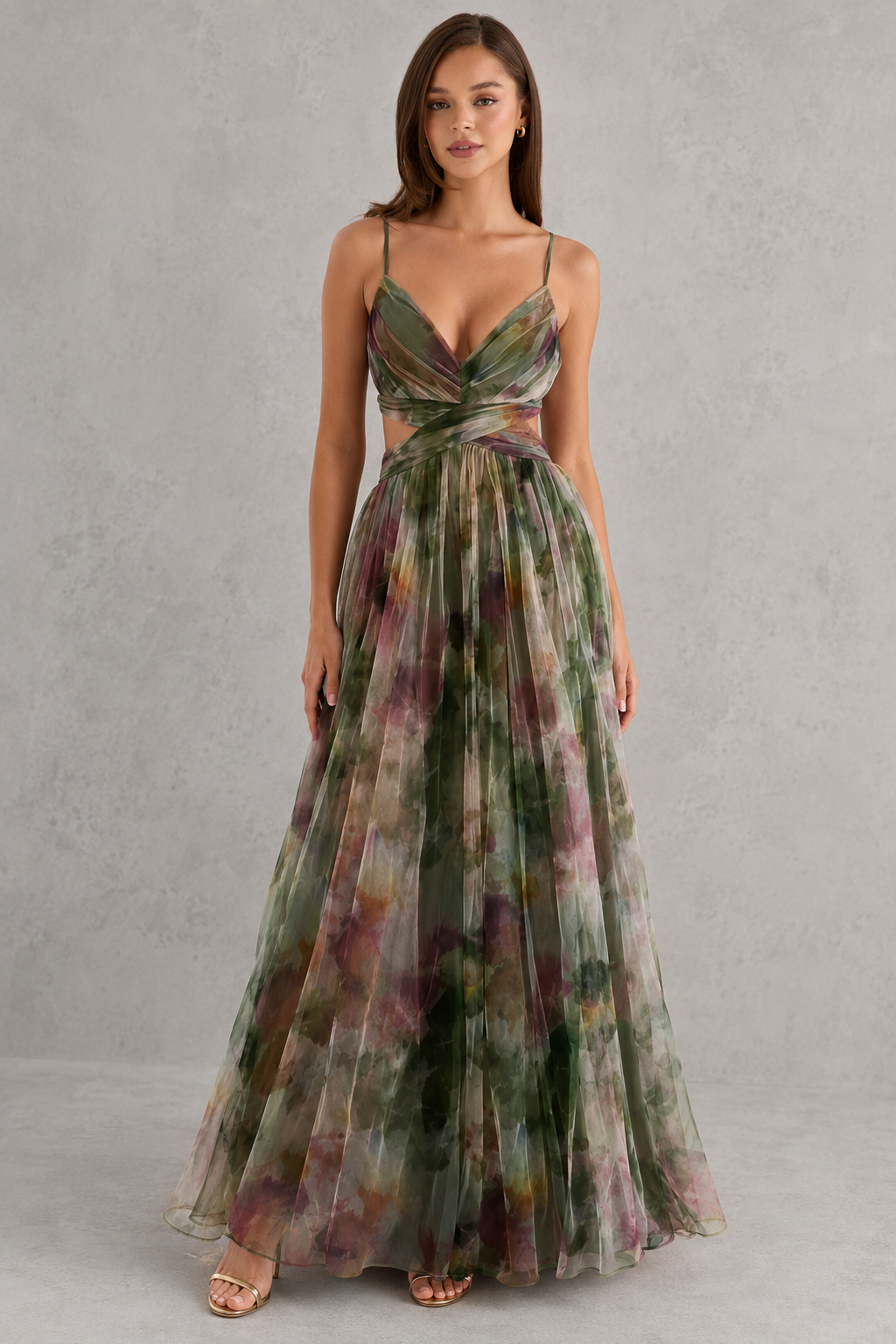 Women's Floral Maxi Dress – Tie Back Sleeveless Summer Dress