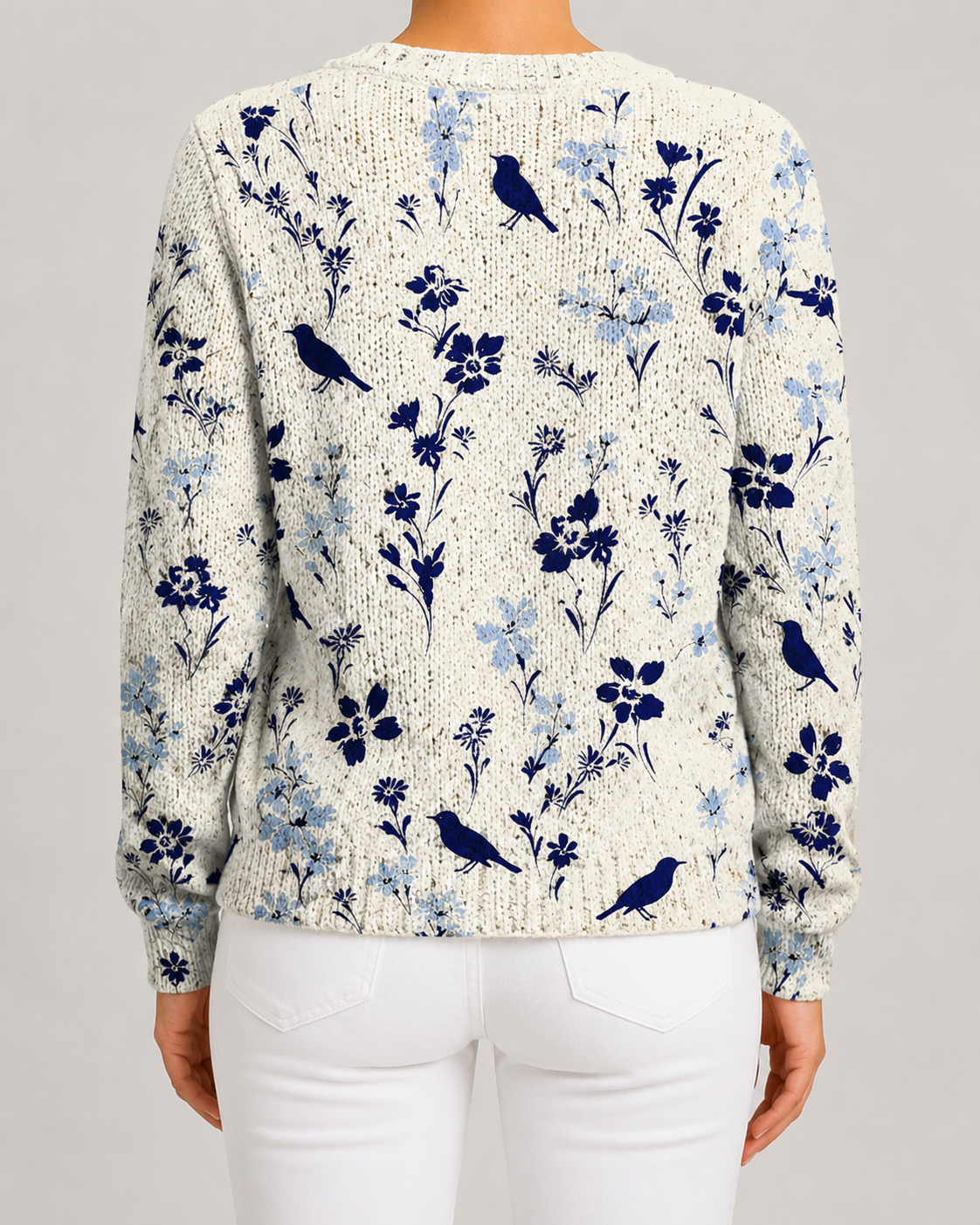 Wildflower Floral Print Button Front Knit Cardigan