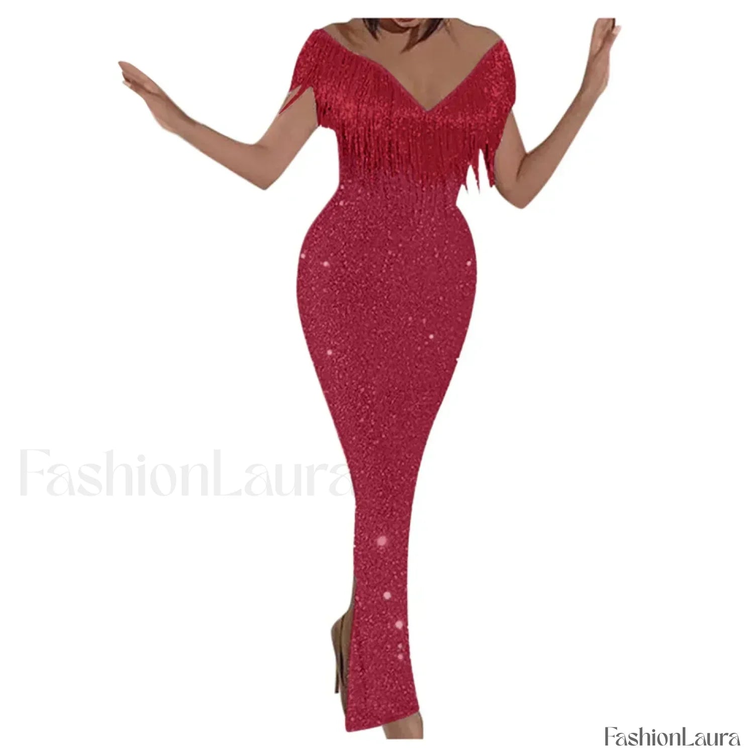 Women's Formal Elegant One Shoulder Solid Glitter Sparkly Sequin Beaded Tassel Bodycon Vintage Birthday Prom Dress