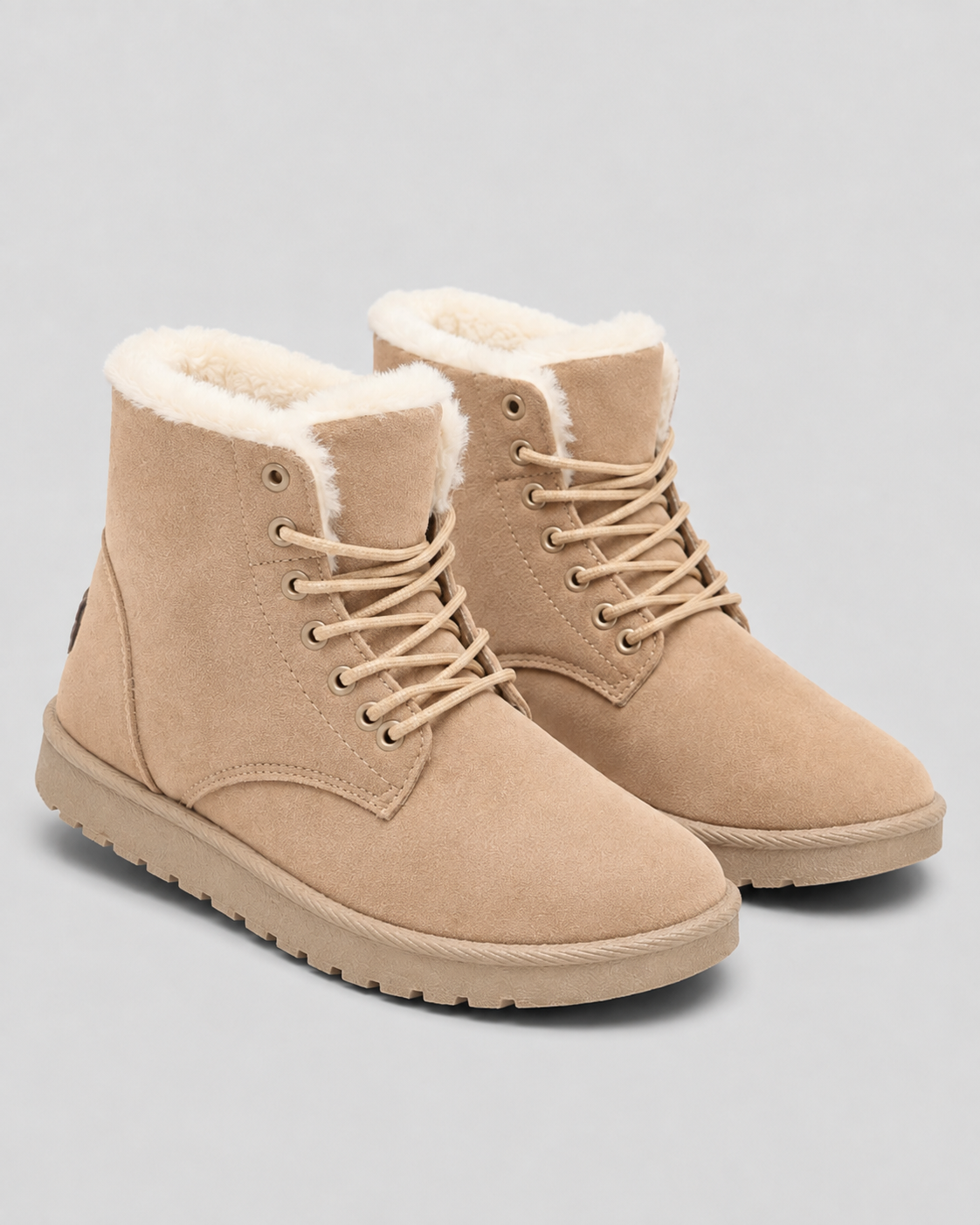 Women's Fur-Lined Ankle Boots - Suede-Look Winter Style