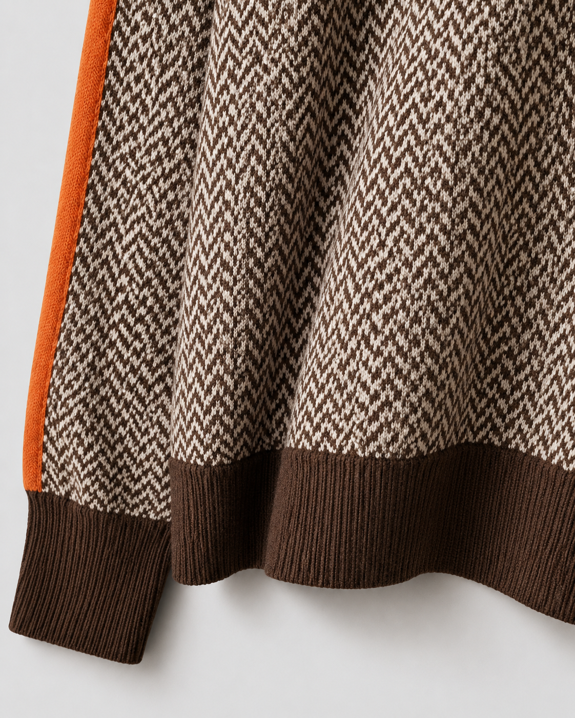 Herringbone Turtleneck Long Sleeve Side Stripe Sweater
