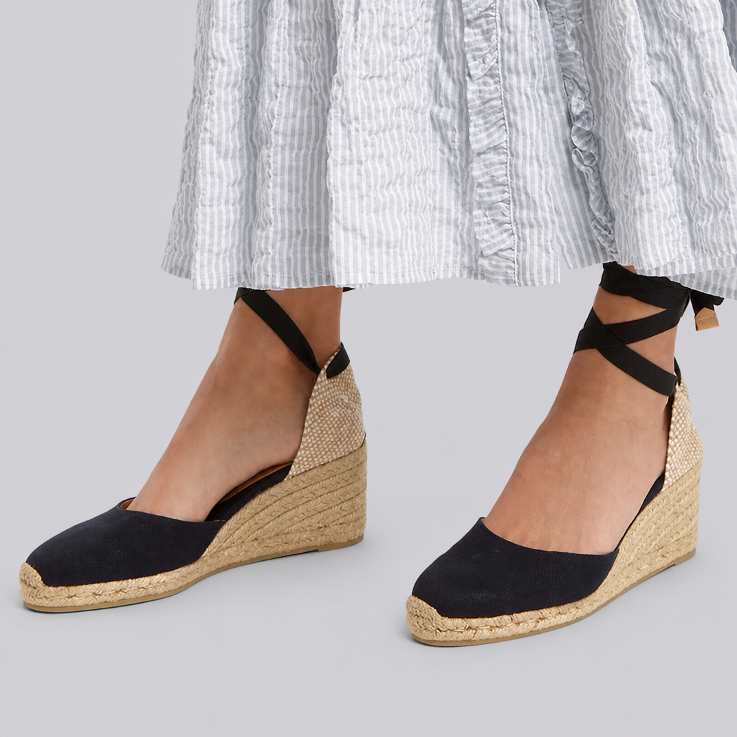 Women's Wedge Espadrille Sandals Ankle Tie Summer Heels