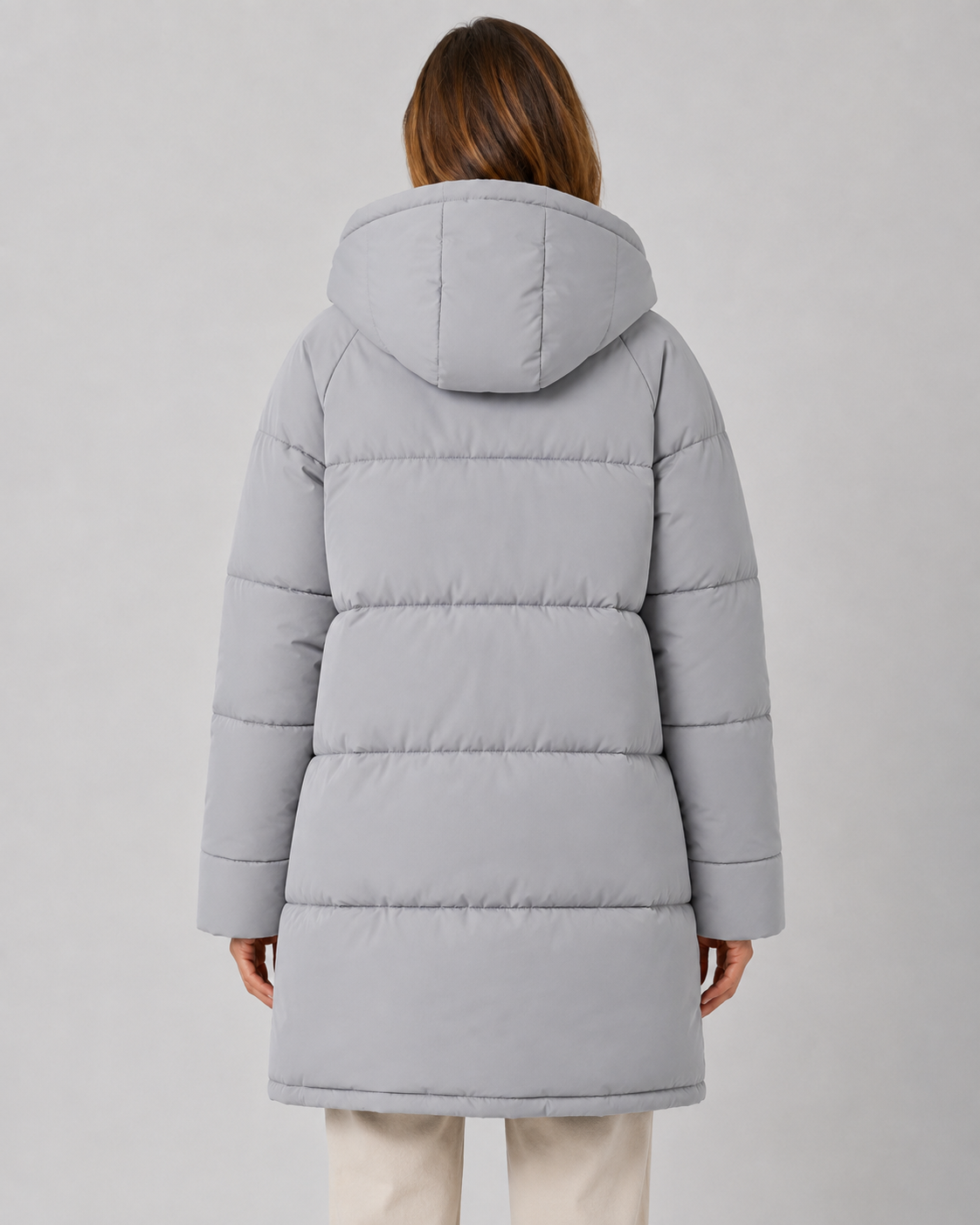 Hooded Longline Snap Front Padded Puffer Coat