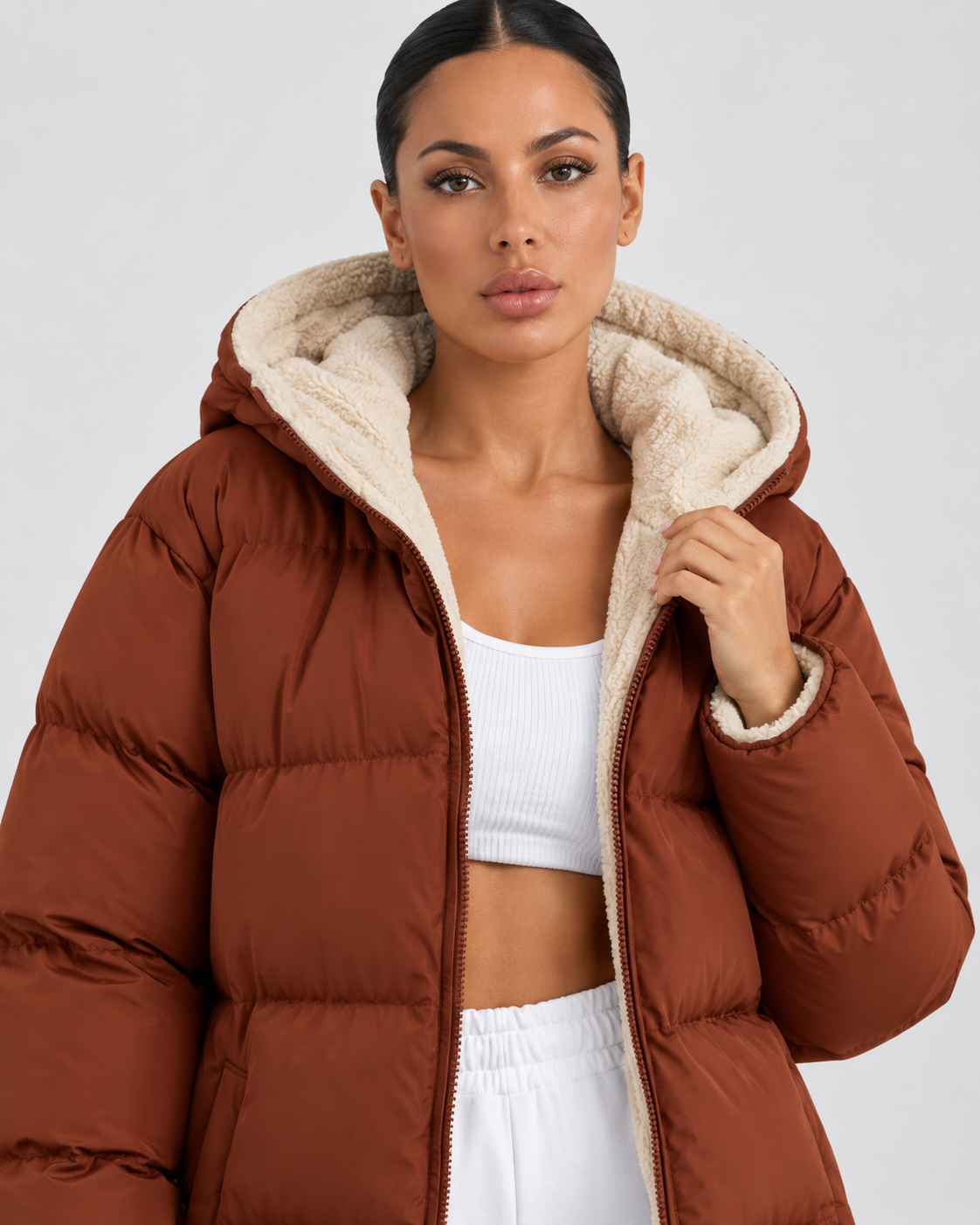Women's Hooded Puffer Coat - Plush-Lined Maxi Length