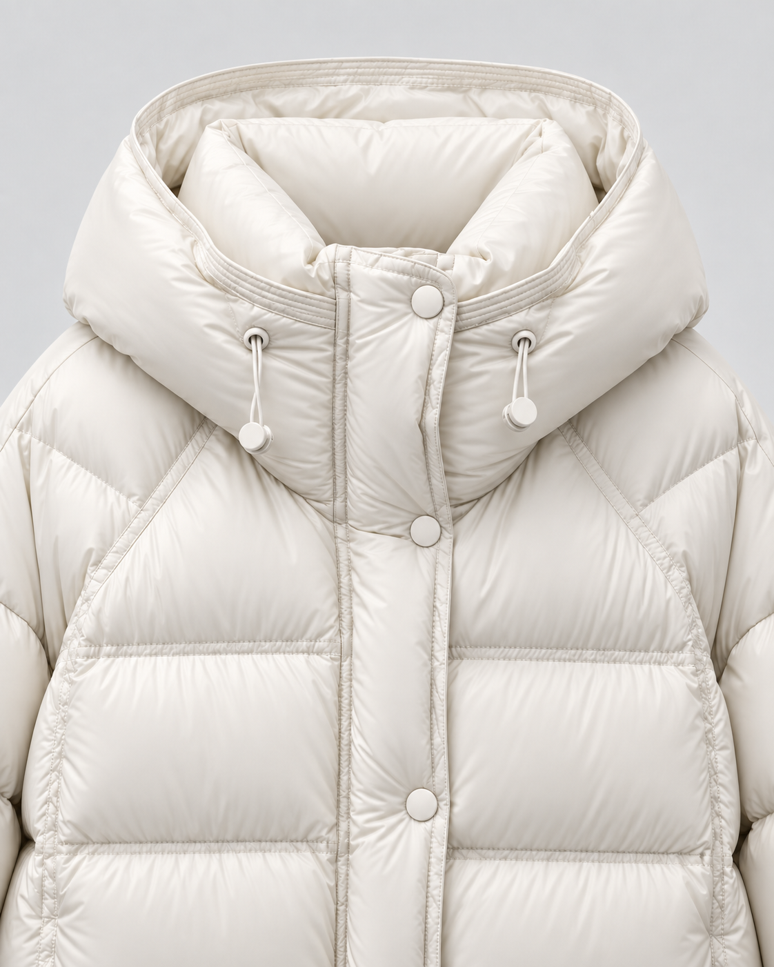 Women's Hooded Puffer Jacket - Cropped Funnel Neck Relaxed Fit