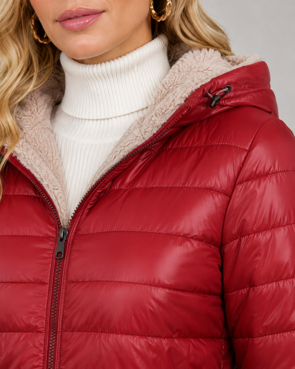 Women's Hooded Puffer Jacket - Quilted Plush-Lined Mid-Thigh