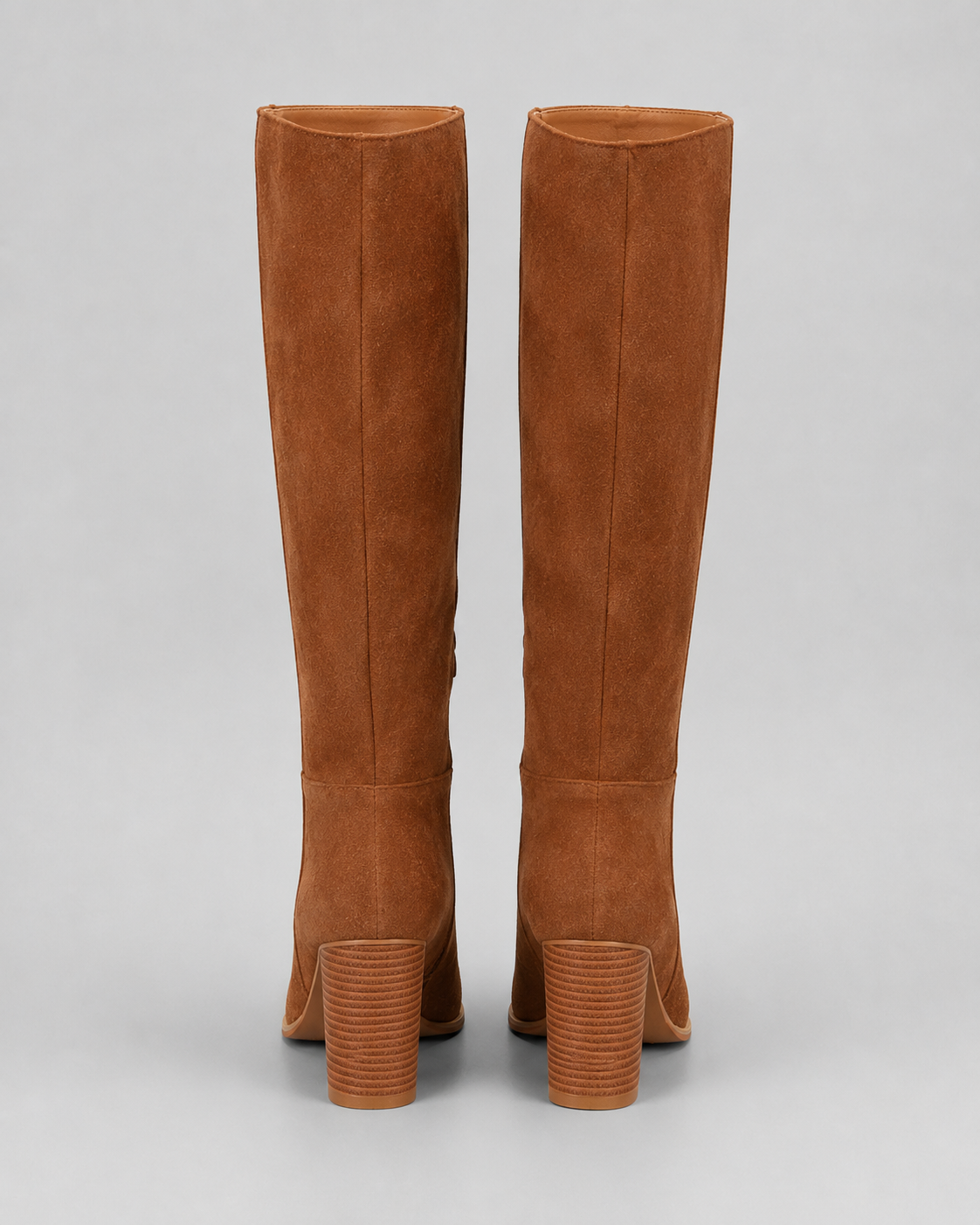 Round Toe Side Zip Block Heel Knee High Boots