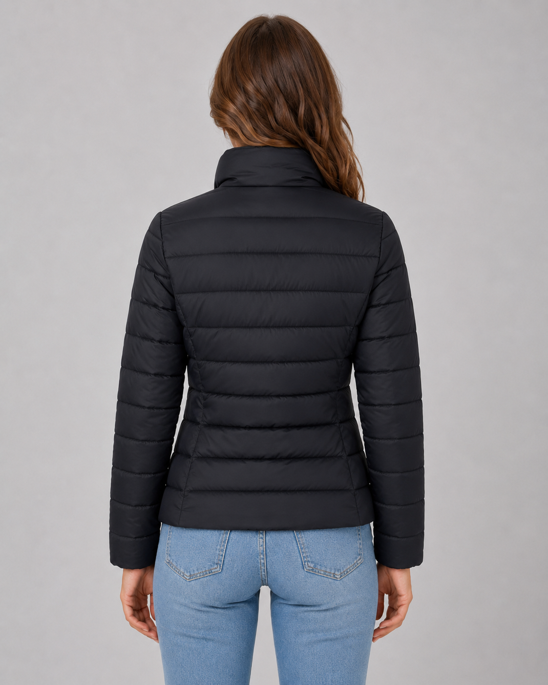 Women's Lightweight Puffer Jacket with Stand Collar