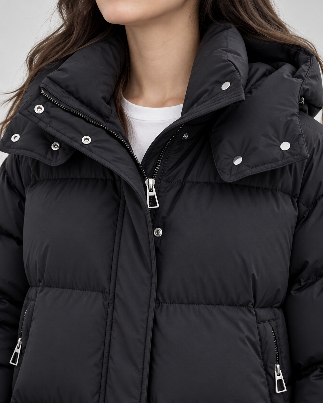 Women's Oversized Hooded Puffer Jacket - Zip-Front