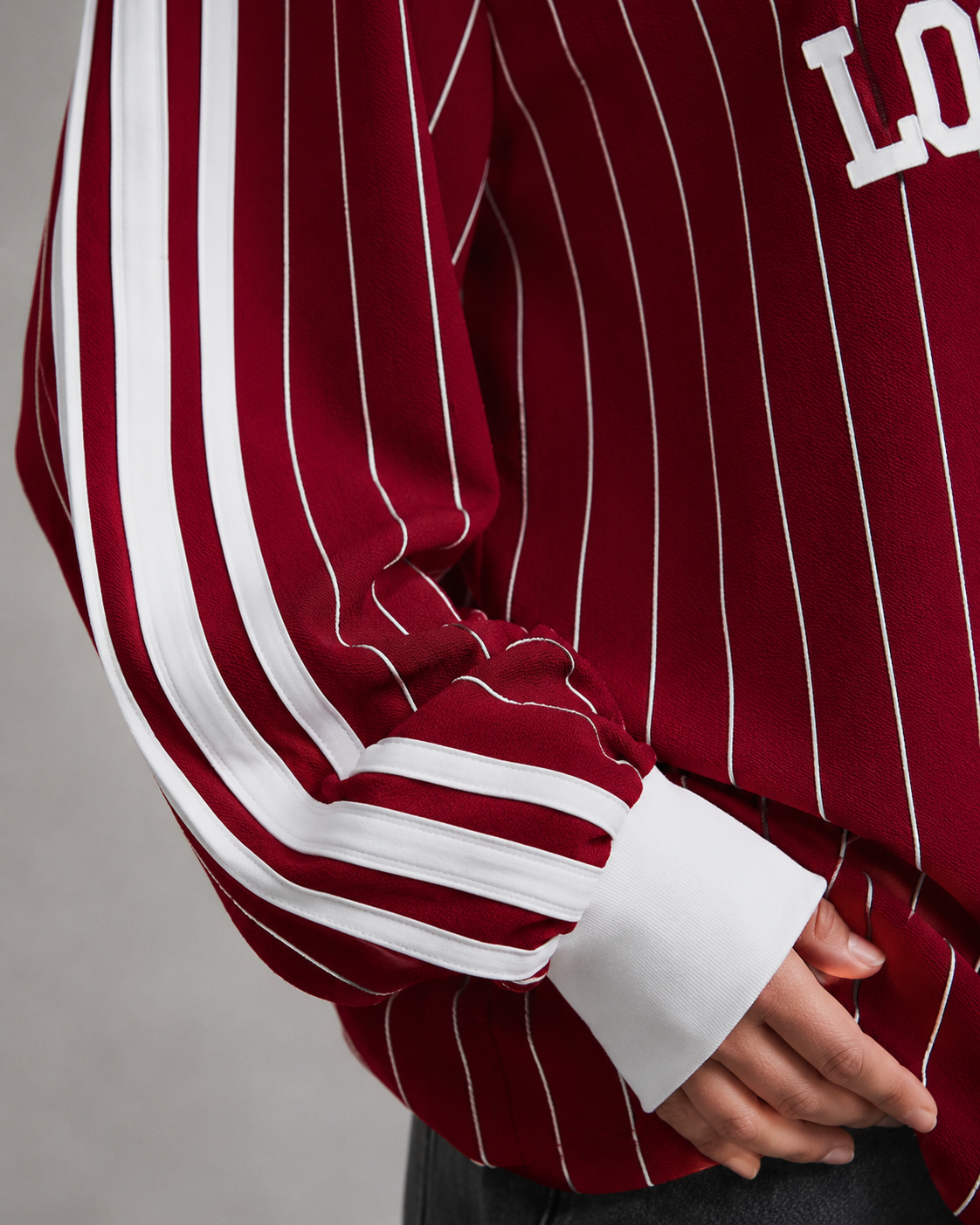 Women's Pinstripe Collegiate Jersey - Streetwear Fit