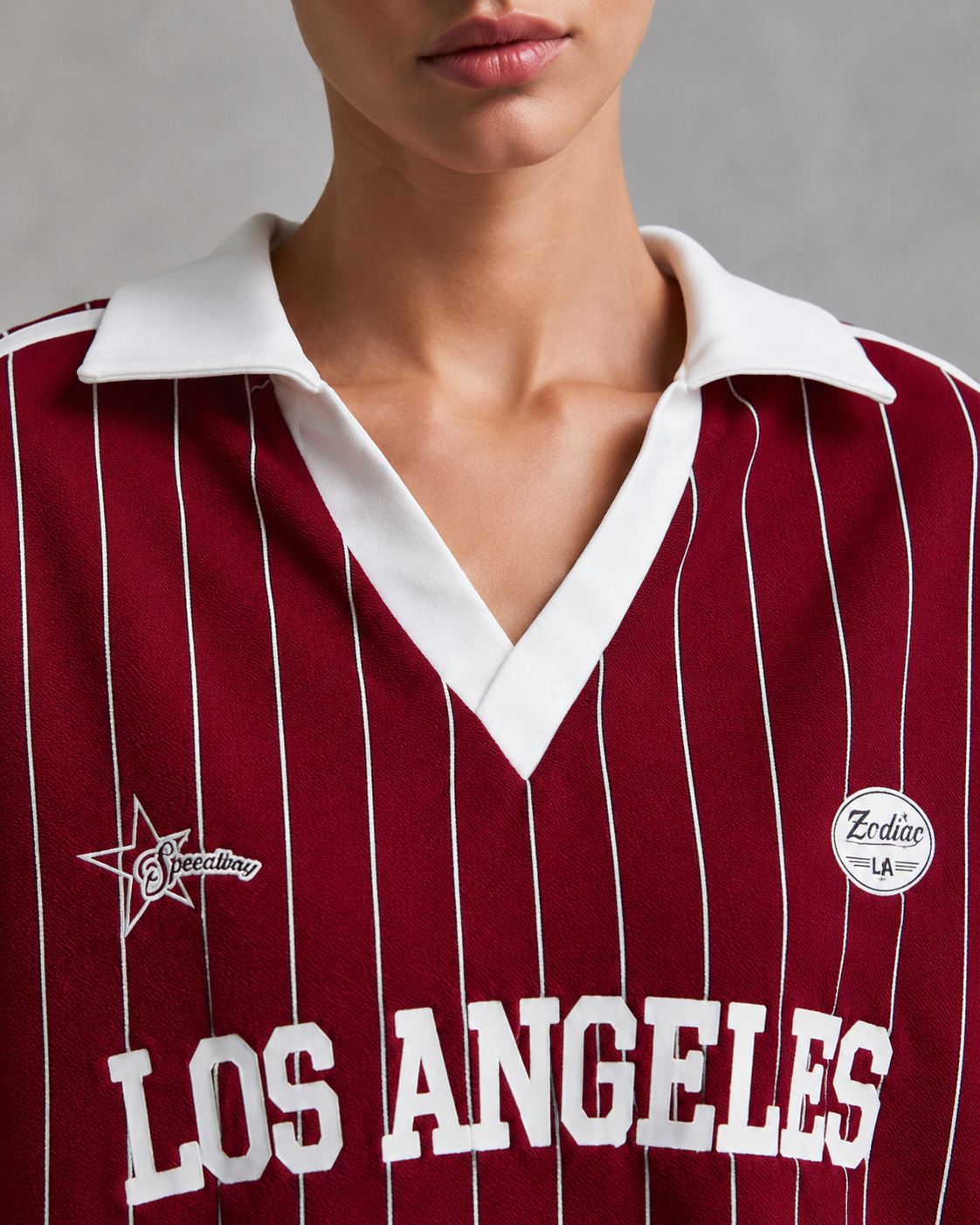 Women's Pinstripe Collegiate Jersey - Streetwear Fit