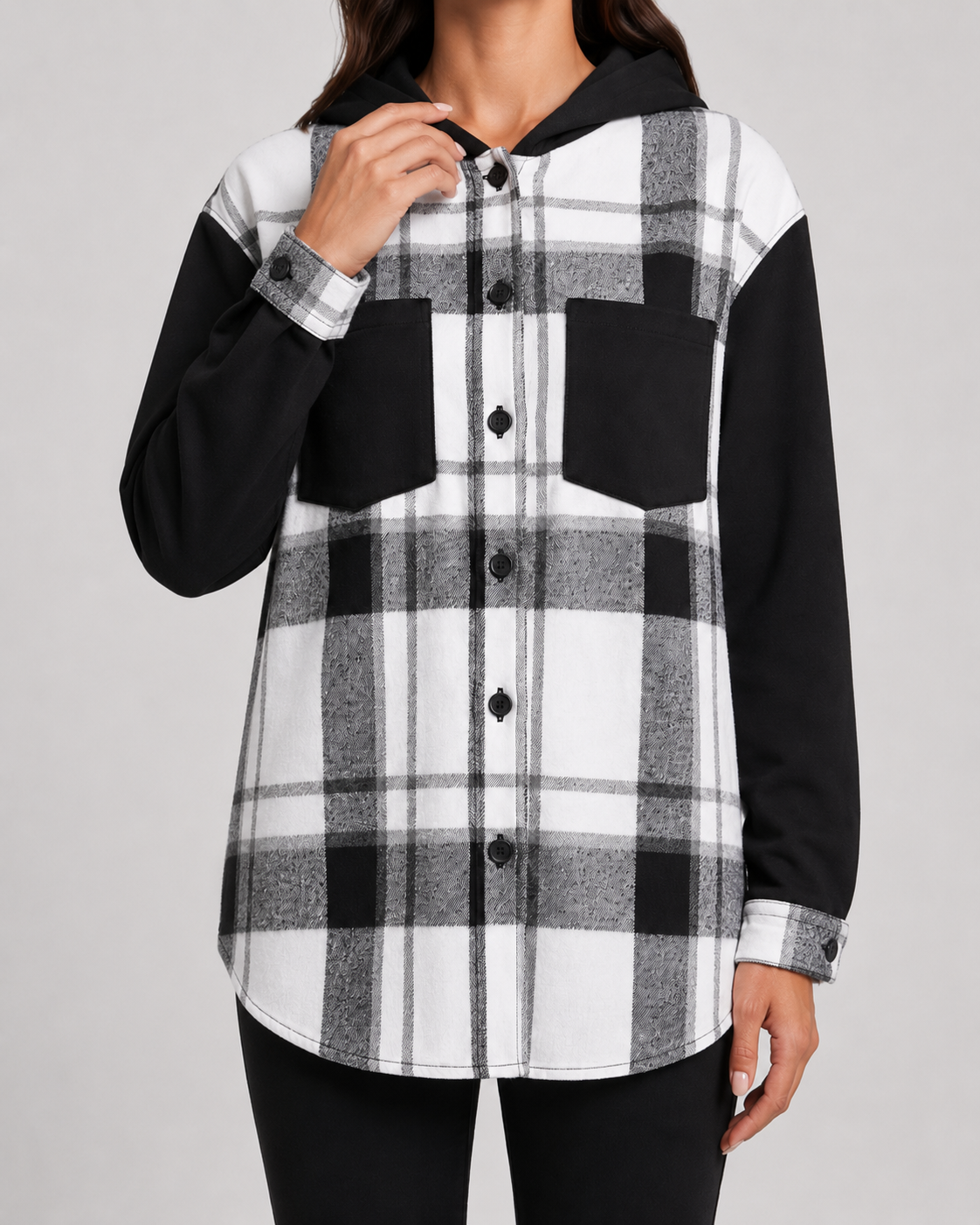 Women's Plaid Hooded Shacket