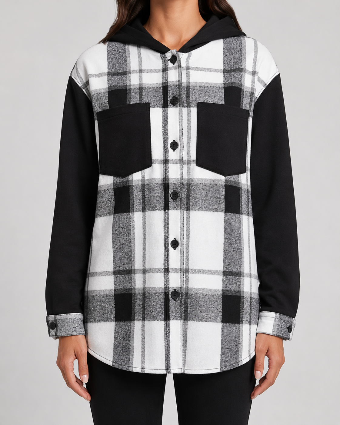 Women's Plaid Hooded Shacket
