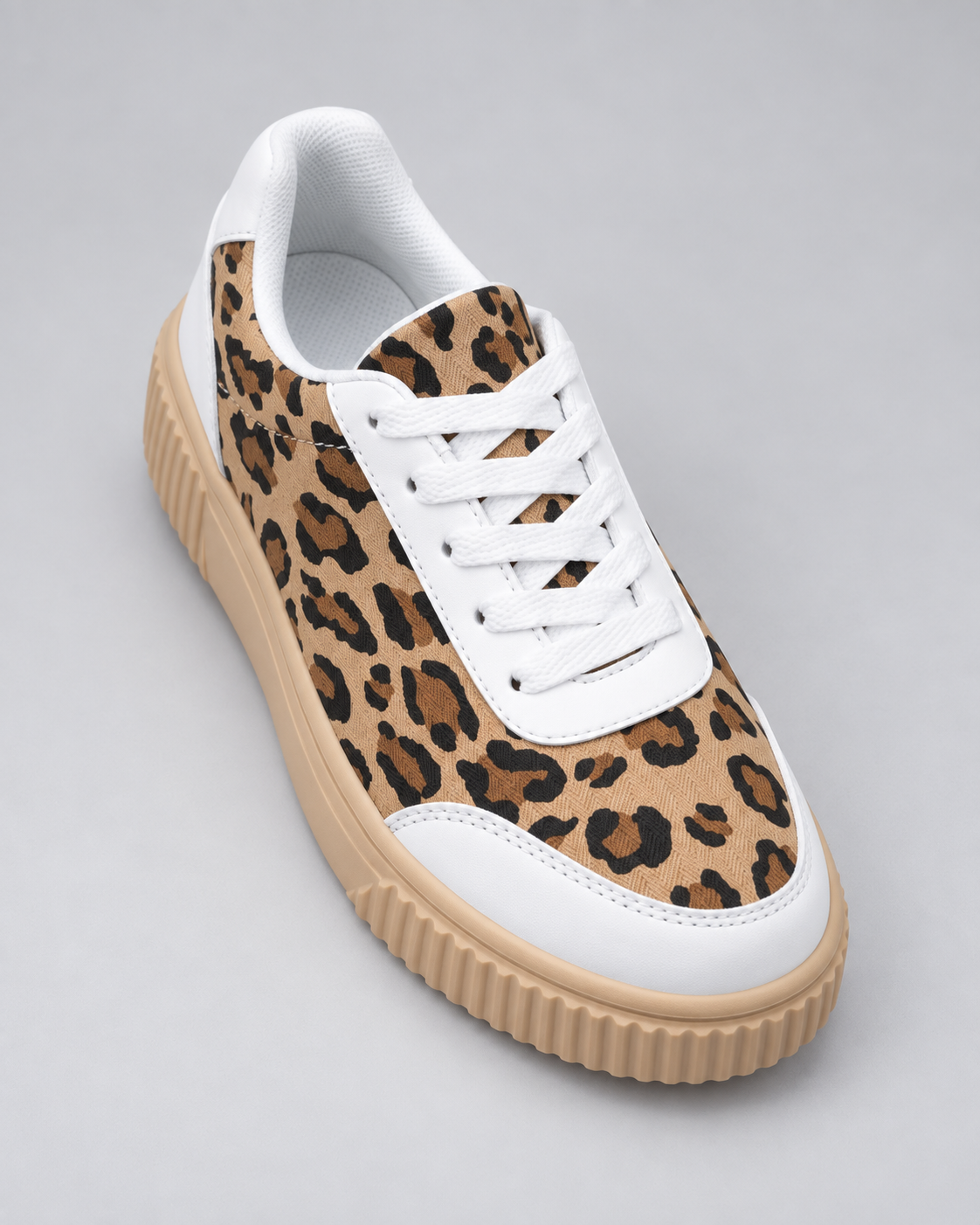 Leopard Print Lace Up Platform Sneakers