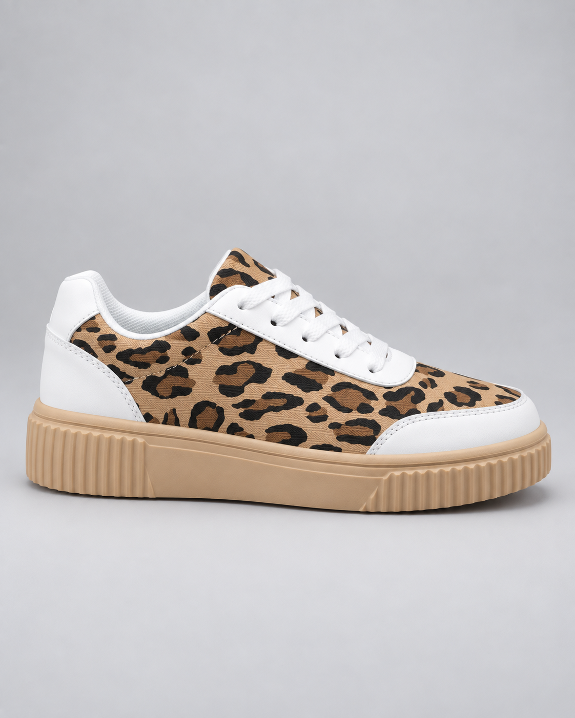 Leopard Print Lace Up Platform Sneakers