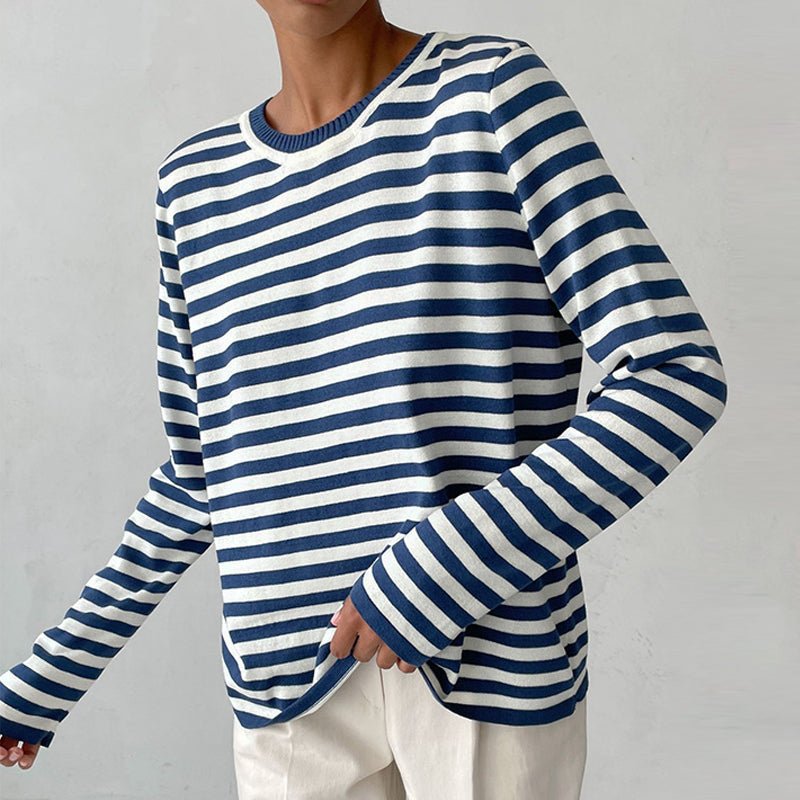 Striped Crew Neck Long Sleeve Sweater
