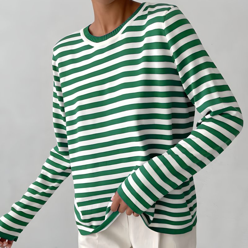 Striped Crew Neck Long Sleeve Sweater
