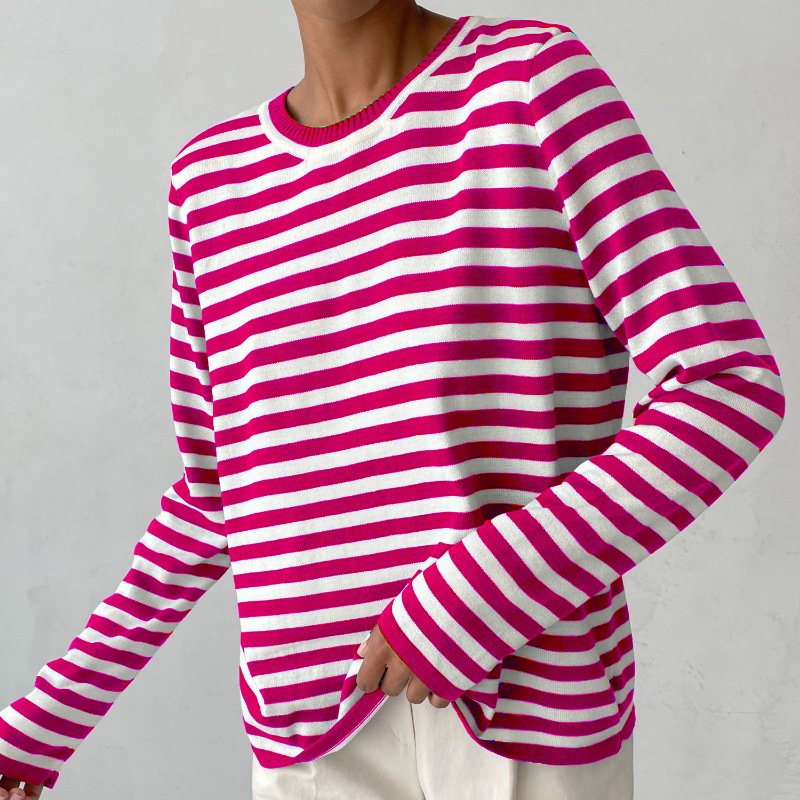 Striped Crew Neck Long Sleeve Sweater