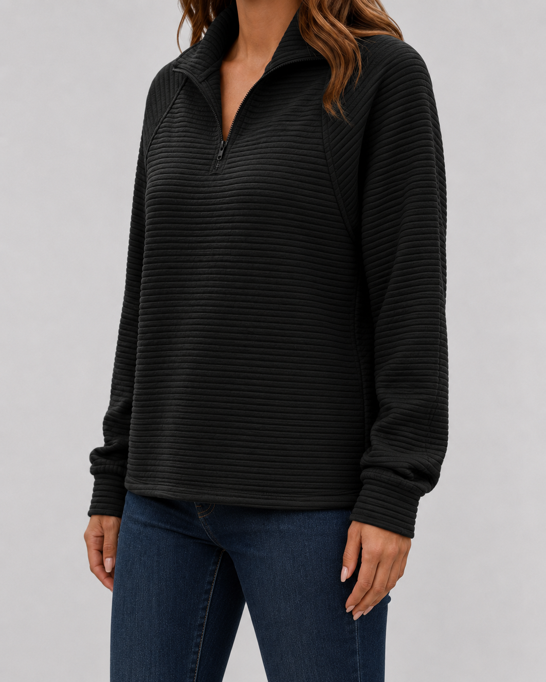 Women's Ribbed Quarter-Zip Pullover