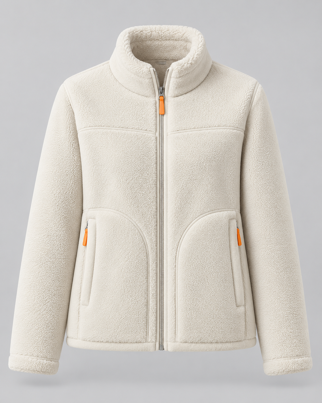 Sherpa Fleece Stand Collar Zip Front Jacket
