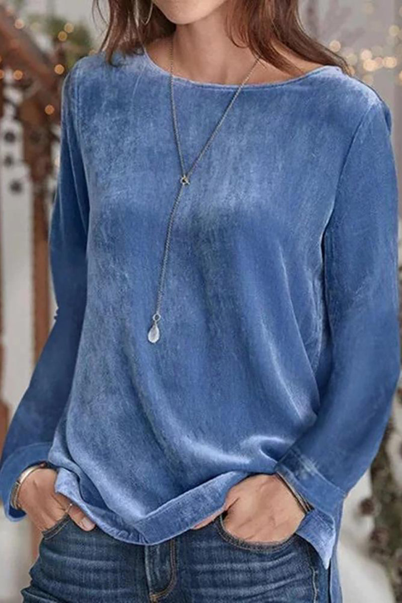 Sweet Velvet O Neck Blouse