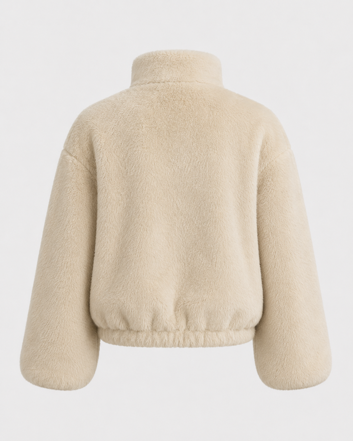 Teddy Fleece Funnel Neck Zip Front Jacket