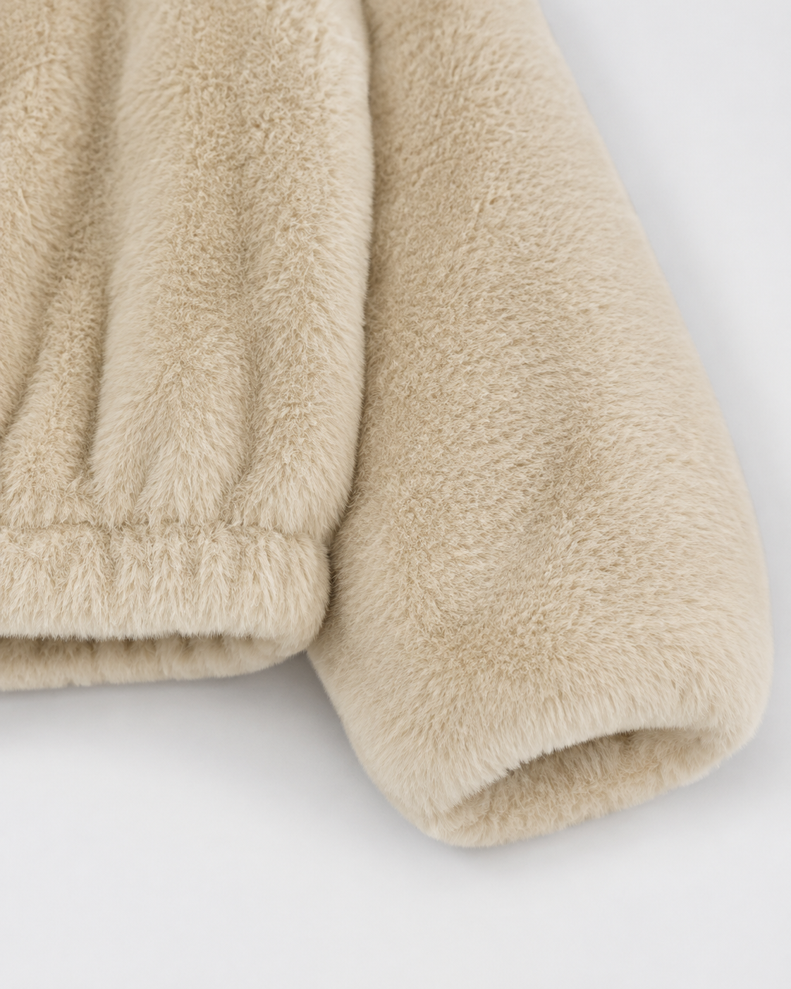 Teddy Fleece Funnel Neck Zip Front Jacket